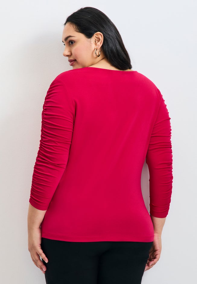 Naomi V Neck Gathered Sleeve Top image number 2