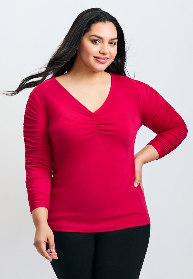 Naomi V Neck Gathered Sleeve Top image number 0