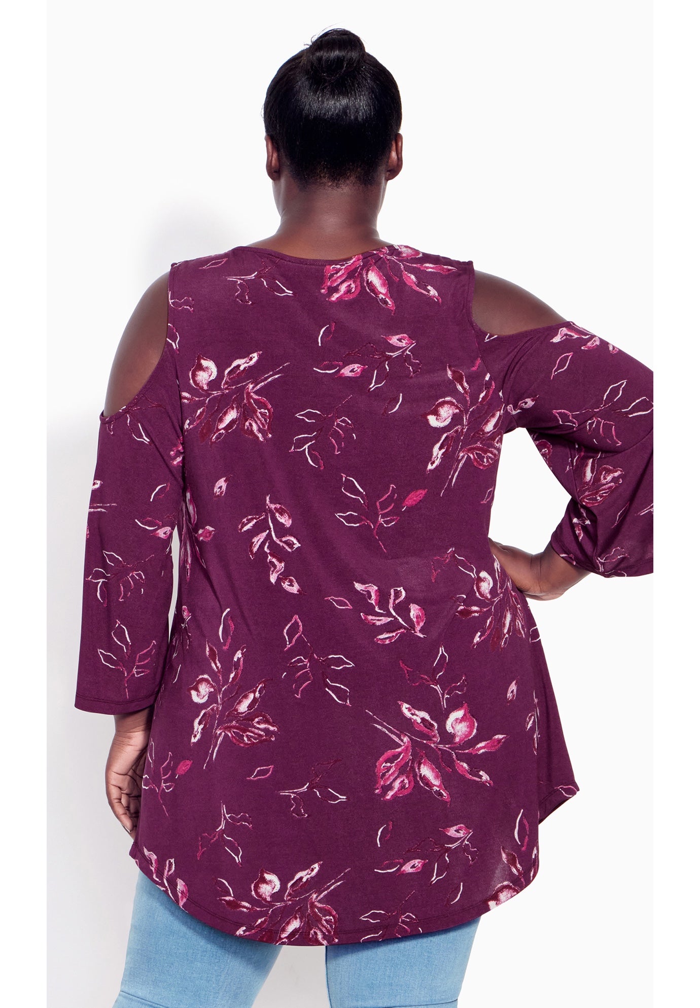 Cold Shoulder 3 Bar Print Top image number 1