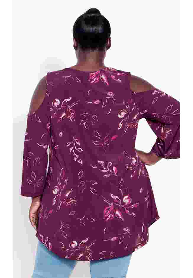 Cold Shoulder 3 Bar Print Top image number 1