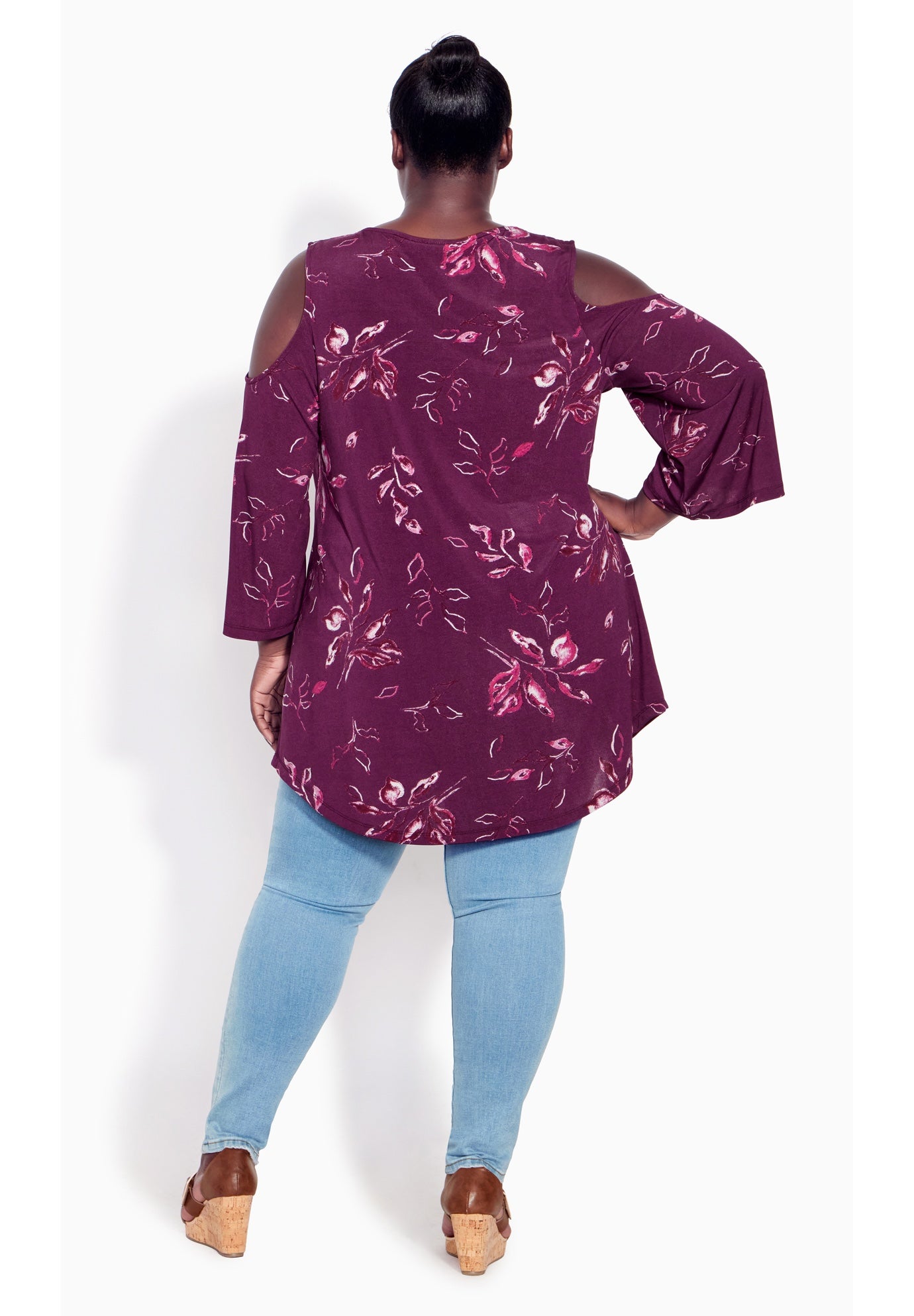 Cold Shoulder 3 Bar Print Top image number 4