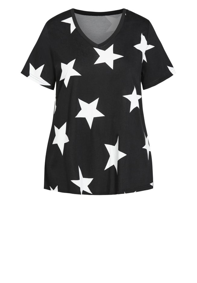Stars Short Sleeve Sleep Top image number null
