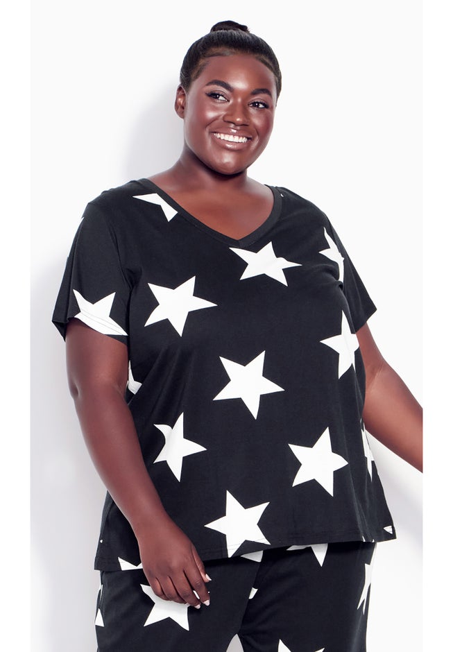 Stars Short Sleeve Sleep Top image number null