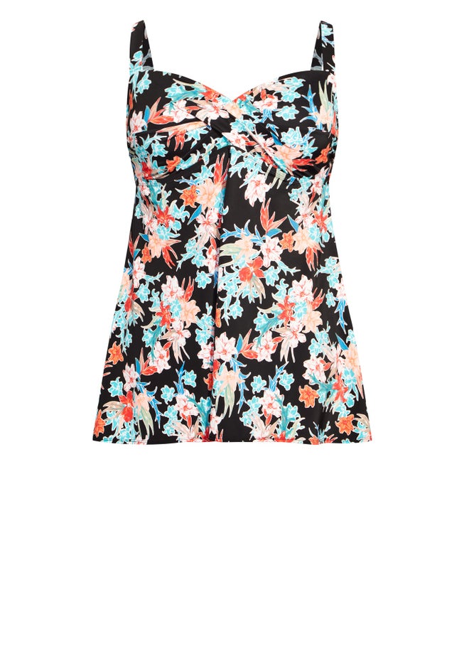Twist Print Swim Dress image number null