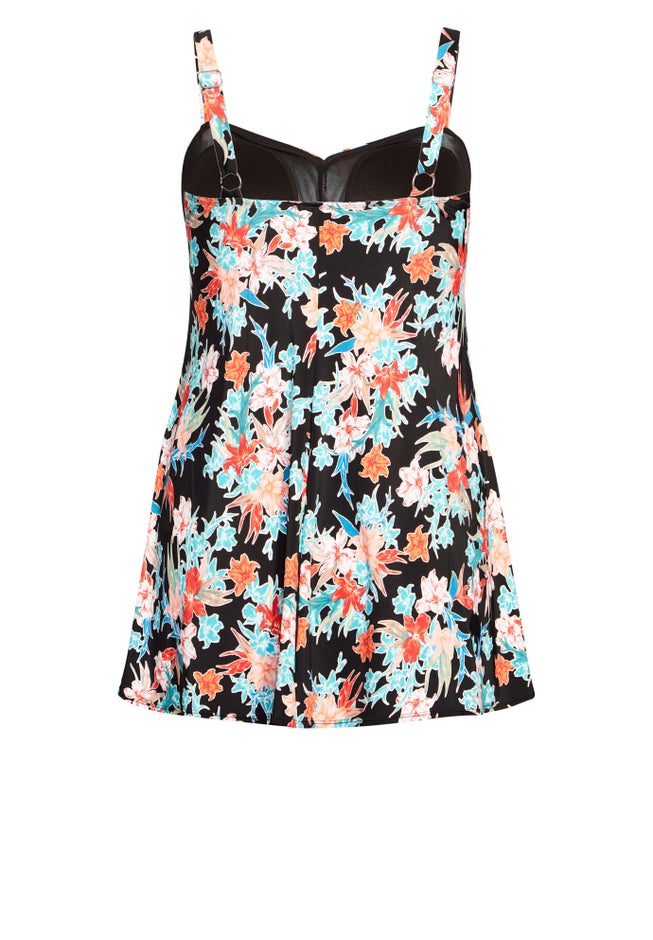 Twist Print Swim Dress image number null