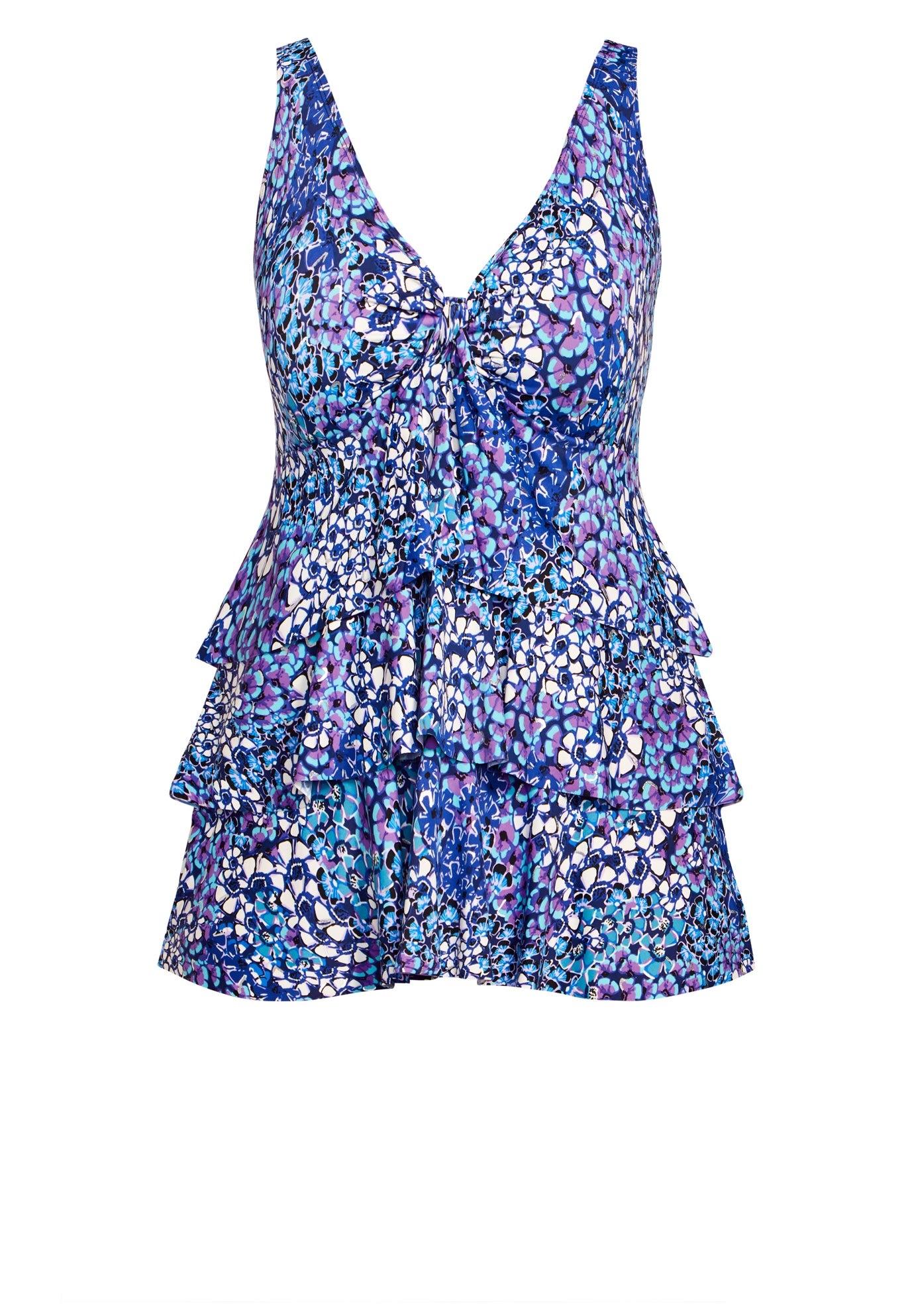 Ruffled Print Tankini Top image number 2