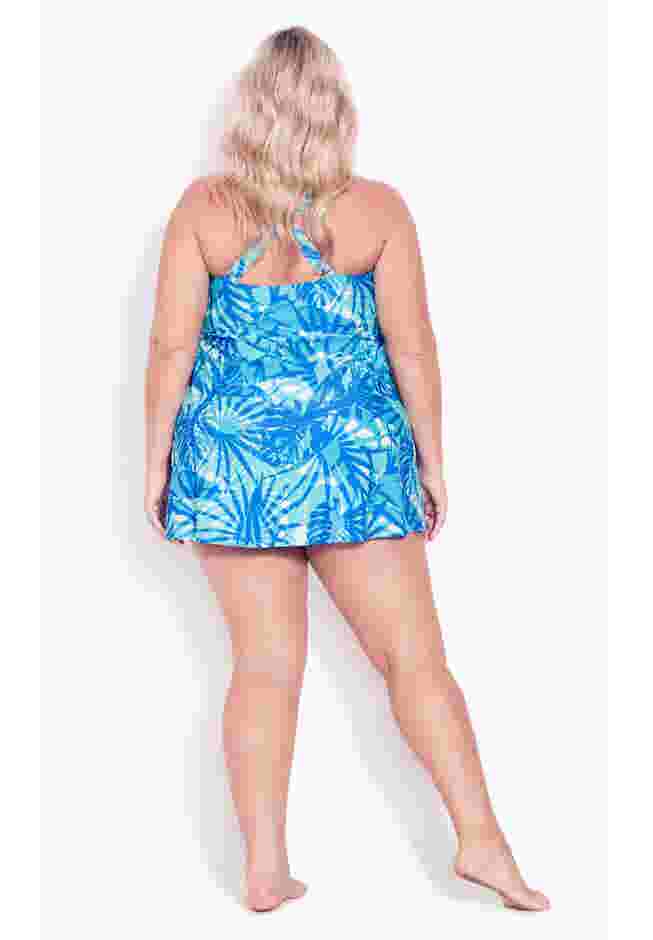 Flared Print Swim Dress image number 1