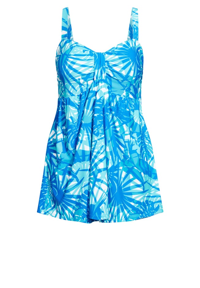Flared Print Swim Dress image number null