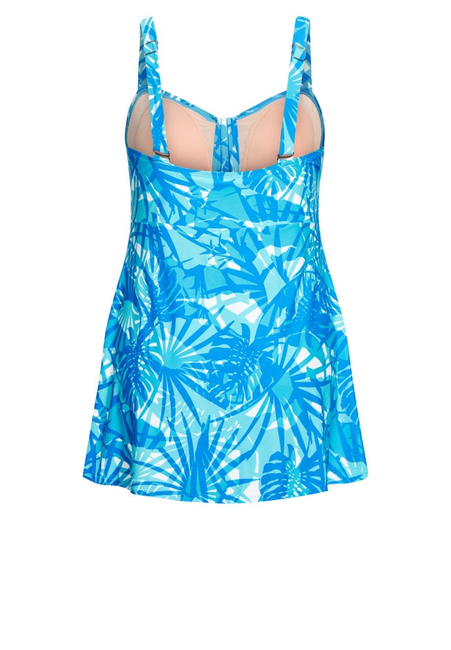 Flared Print Swim Dress image number null