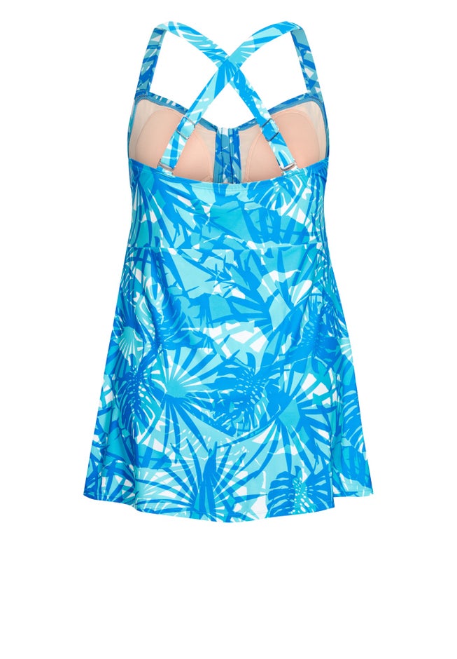 Flared Print Swim Dress image number null