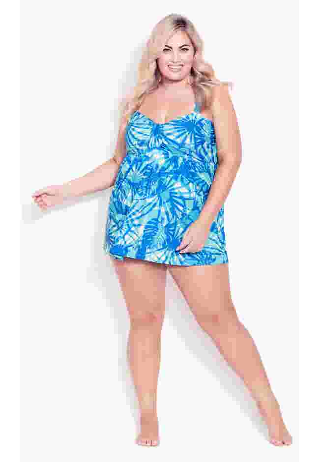 Flared Print Swim Dress image number 0