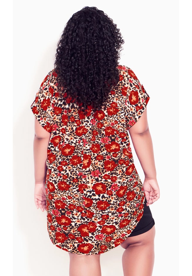 Button Pleat Print Top image number 1