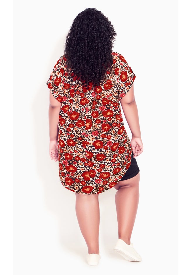 Button Pleat Print Top image number 4