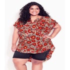 Button Pleat Print Top image number null