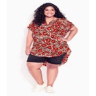 Button Pleat Print Top image number null