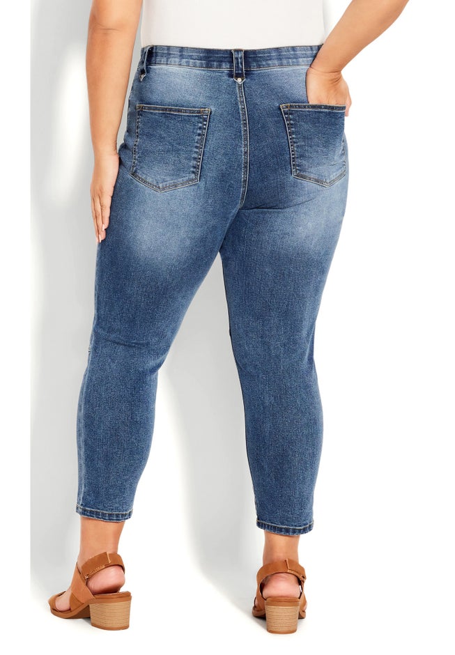 Crop Exposed Button Jean image number null