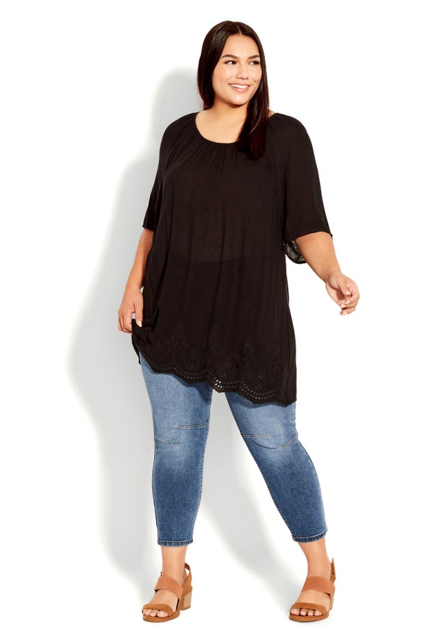 Crop Exposed Button Jean image number null