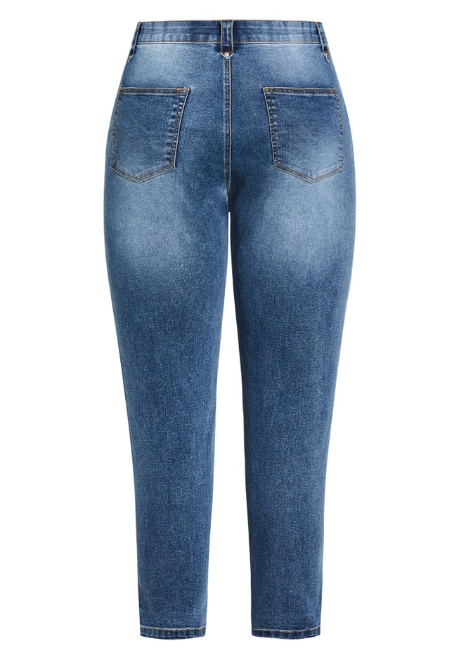 Crop Exposed Button Jean image number null