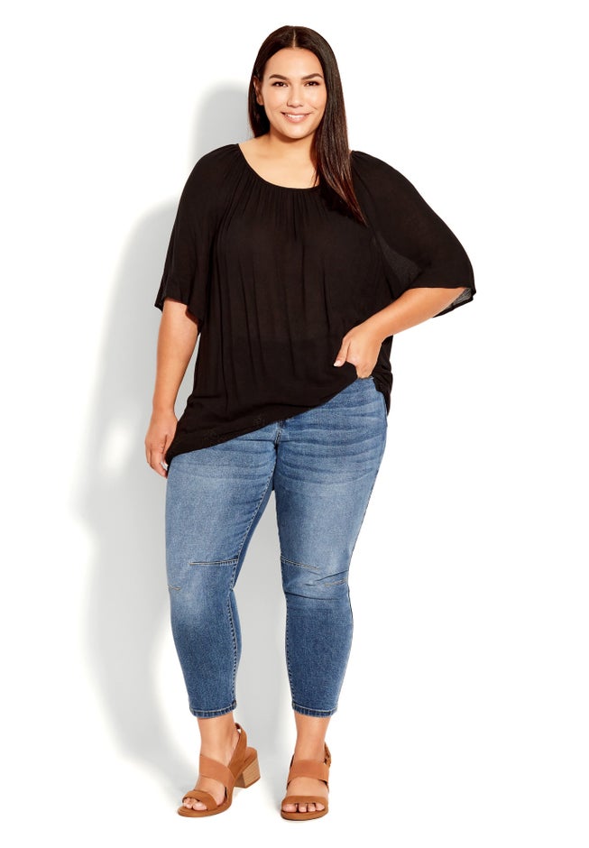 Crop Exposed Button Jean image number null