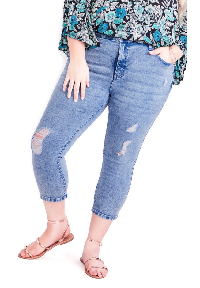 Holly Crop Ripped Jean image number null
