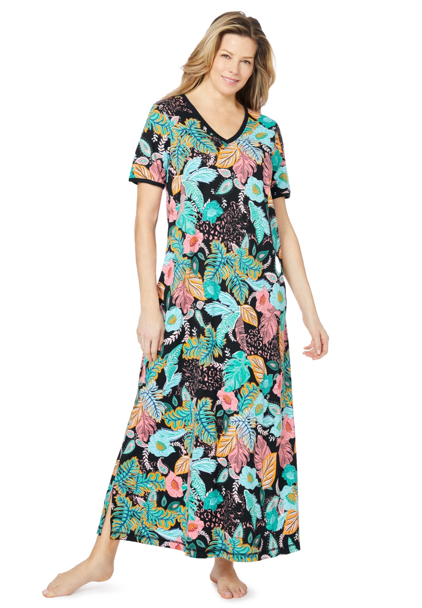 V-NECK SHORT SLEEVE MAXI LOUNGER image number 0