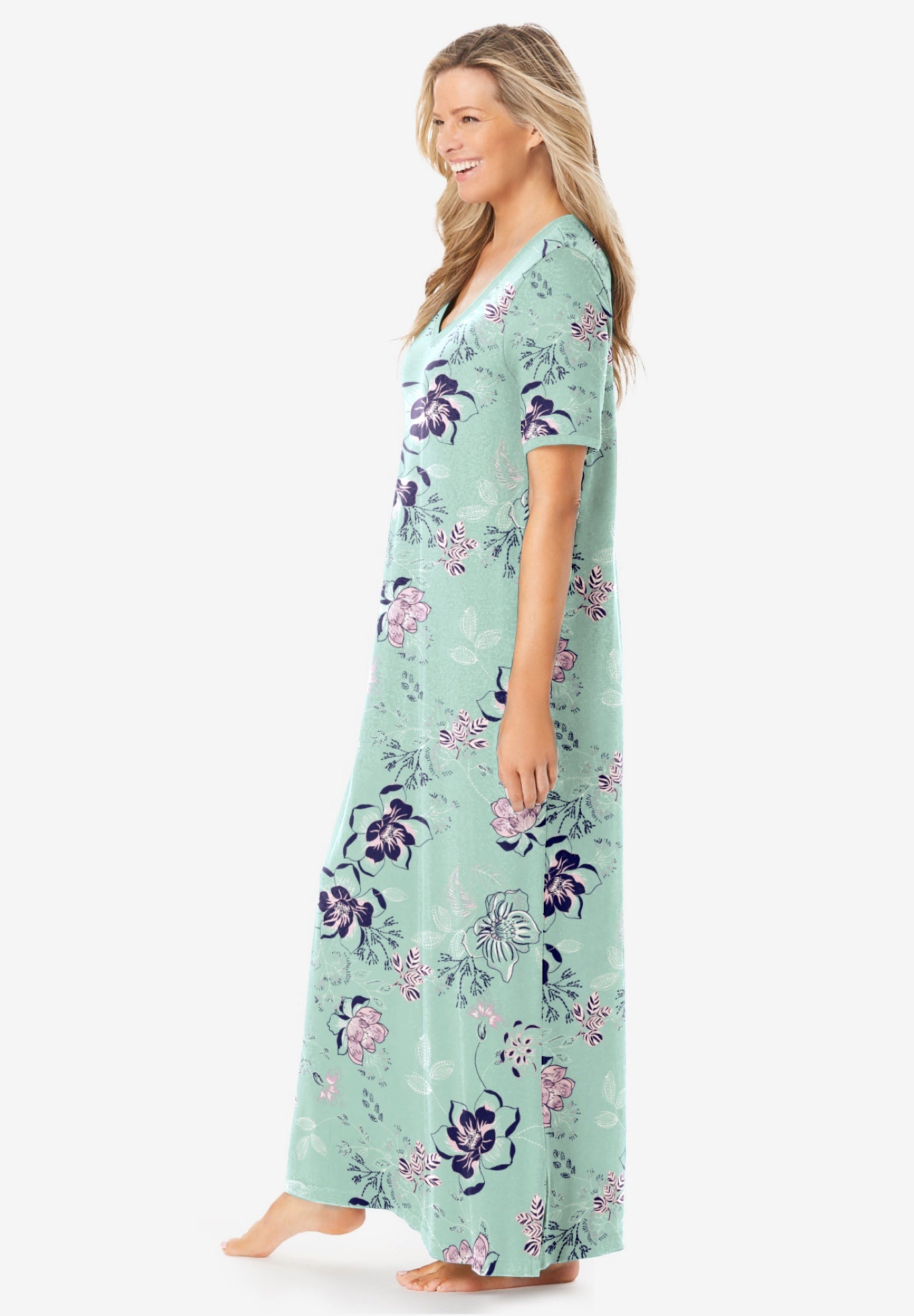 V-Neck Short Sleeve Maxi Lounger image number 2