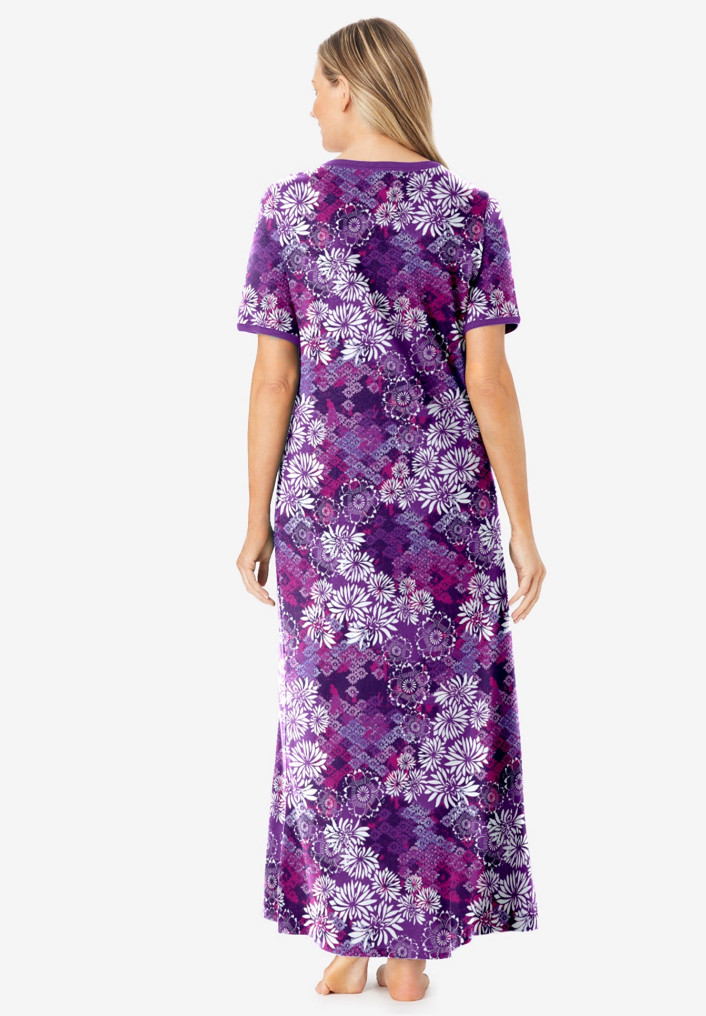 V-Neck Short Sleeve Maxi T-Shirt Lounger image number 1