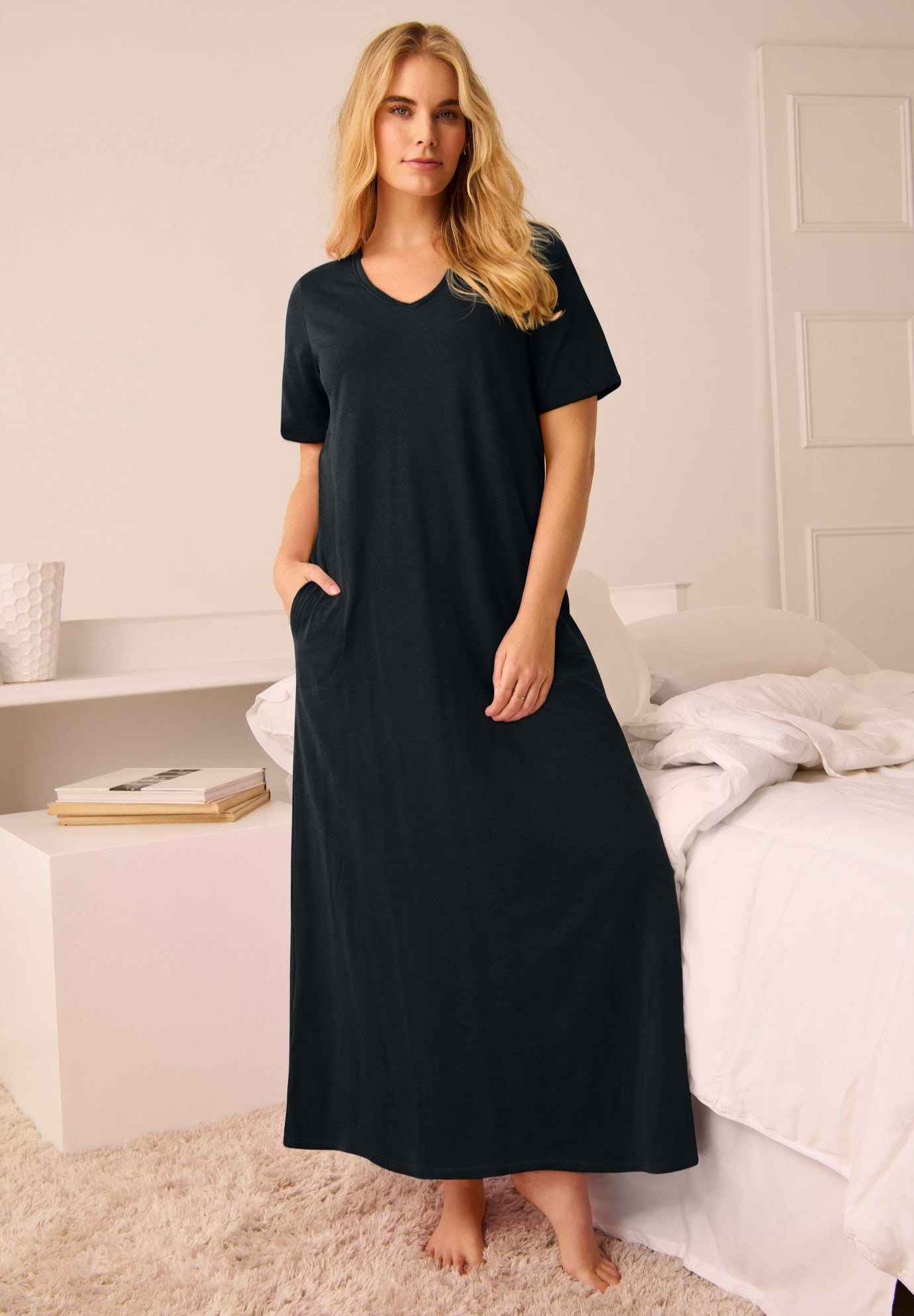 V-Neck Short Sleeve Maxi Lounger image number 0