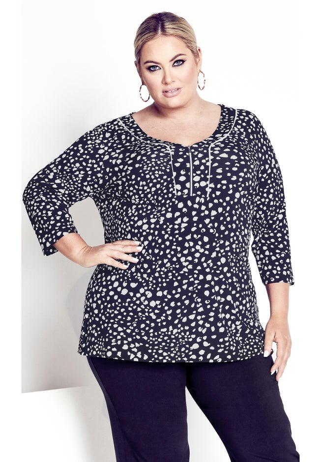 Miriam Zip Print Top image number null