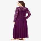 Plus-Size 2 Piece Long Sleeve Embellished Lace Jacket and Full Gown image number 3