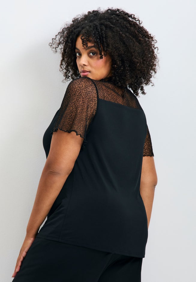 Lacey Flutter Sleeve Lace Top image number 1