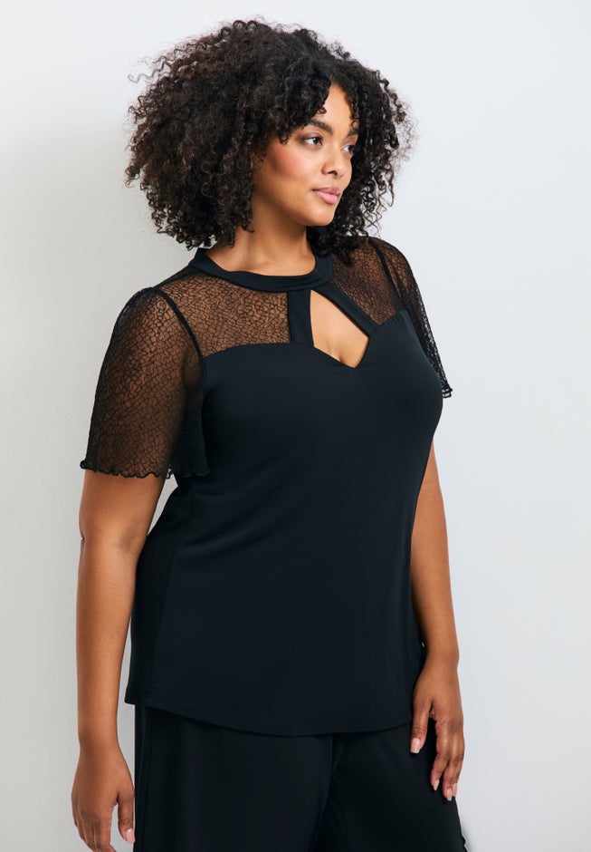 Lacey Flutter Sleeve Lace Top image number 2