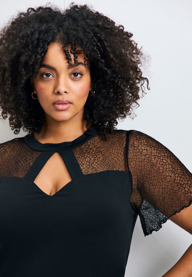 Lacey Flutter Sleeve Lace Top image number 3