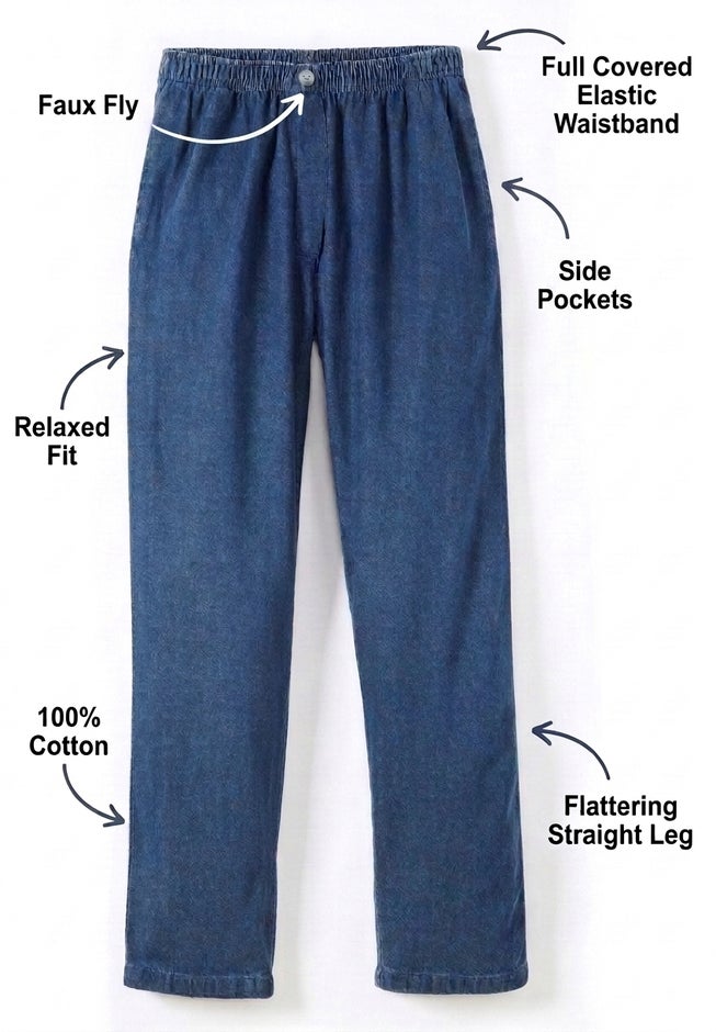 7-Day Straight-Leg Elastic-Waist Cotton Denim Pant image number 2