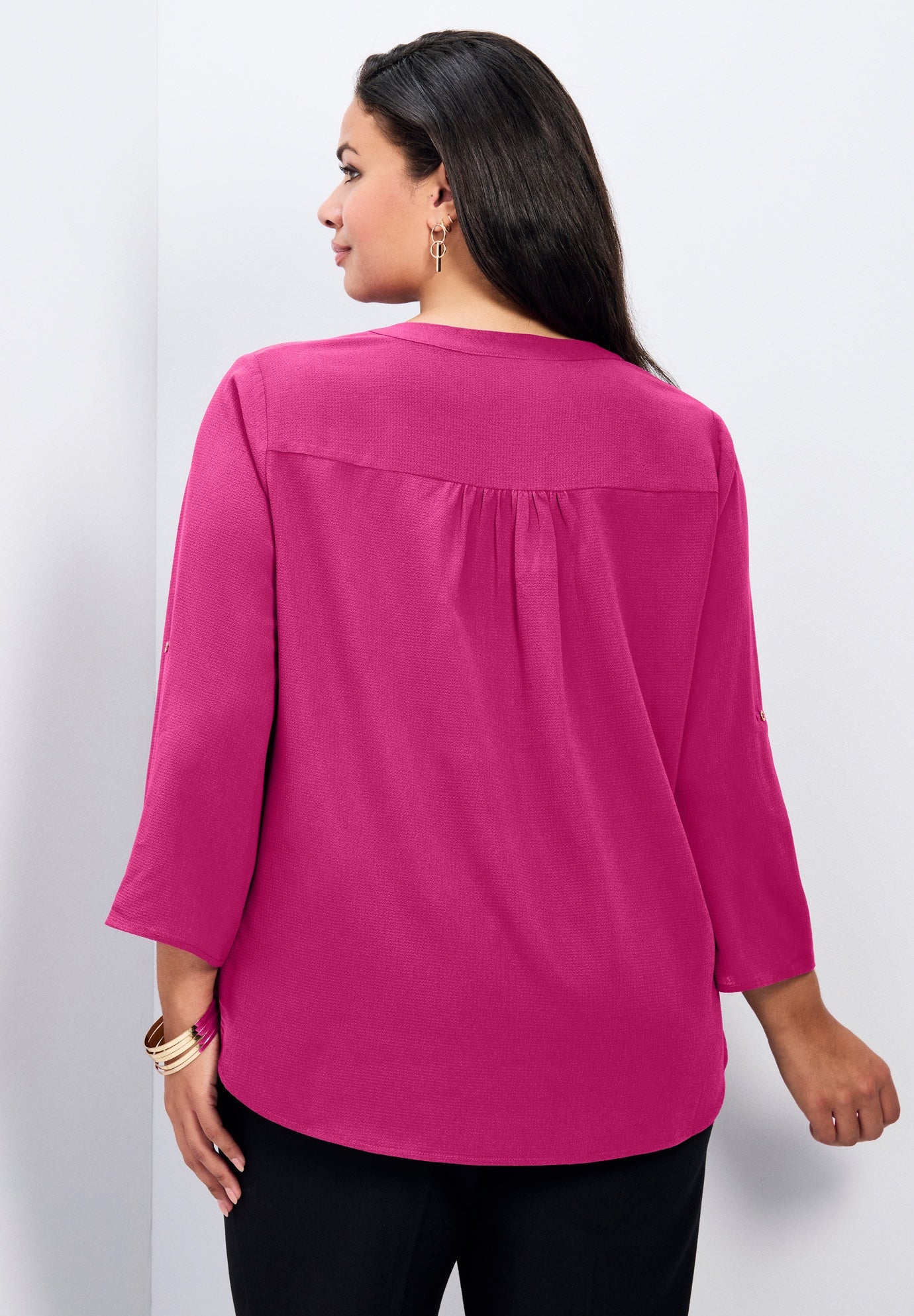 Hailey Zip Front Pintuck Blouse image number 2