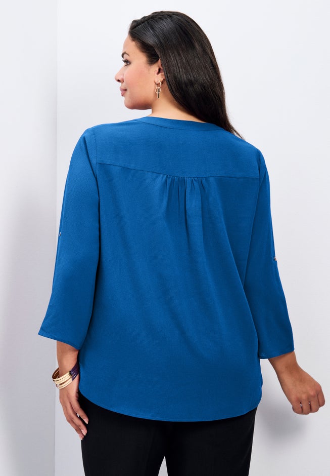 Hailey Zip Front Pintuck Blouse image number 2