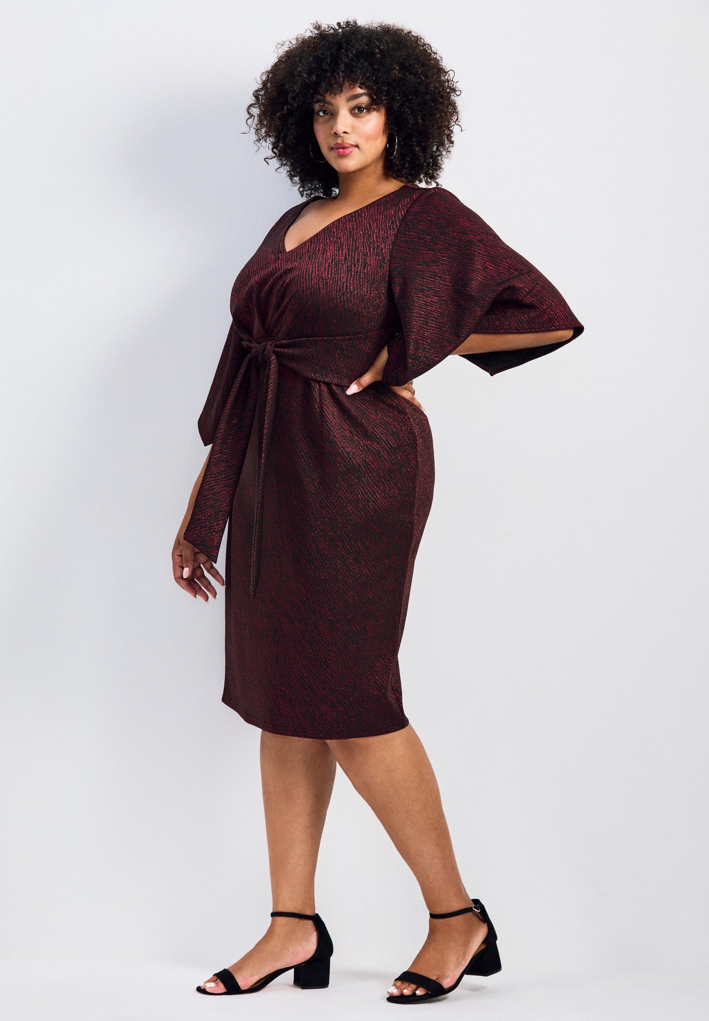 Anastasia Metallic Knit Tie Front Dress image number 1