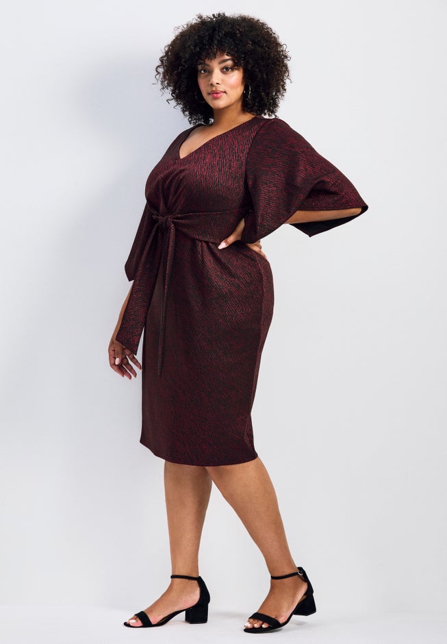 Anastasia Metallic Knit Tie Front Dress image number 1