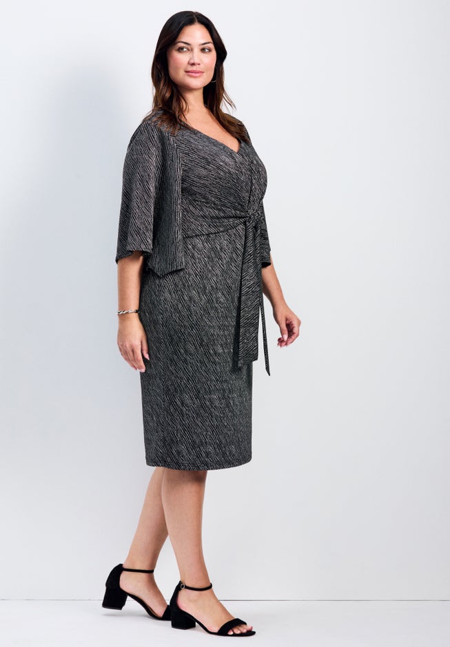 Anastasia Metallic Knit Tie Front Dress image number 1