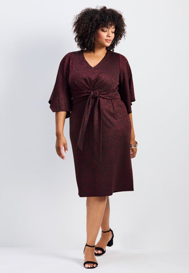 Anastasia Metallic Knit Tie Front Dress Anastasia Metallic Knit Tie Front Dress