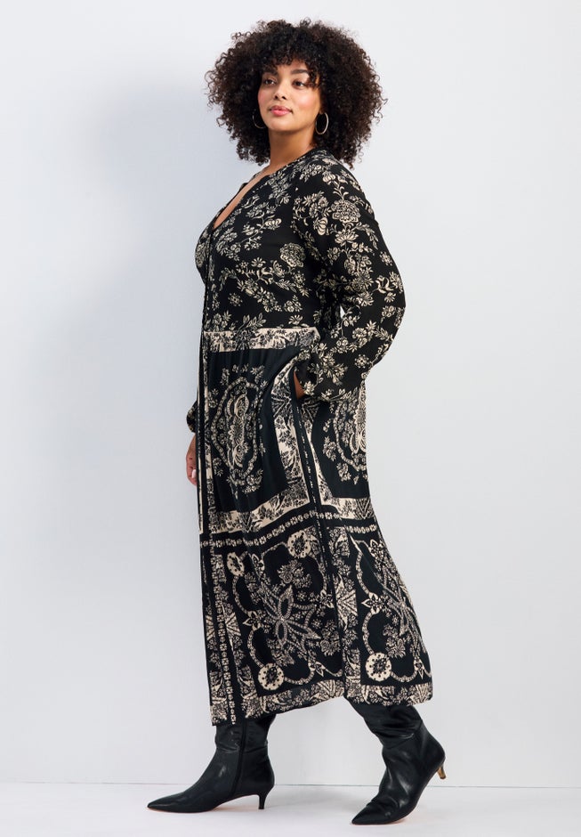 Eliana Scarf Placement Print Dress image number 1