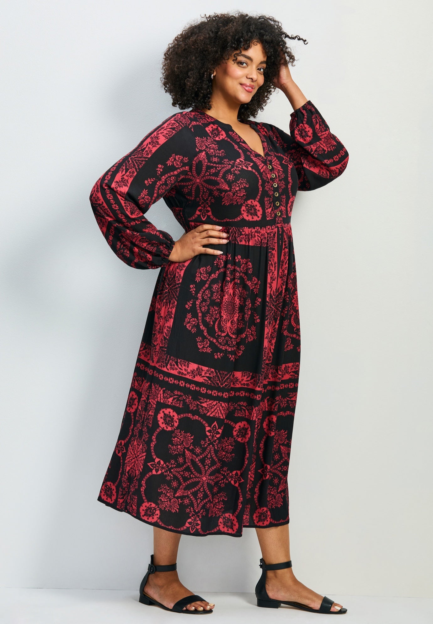 Eliana Scarf Placement Print Dress image number 1