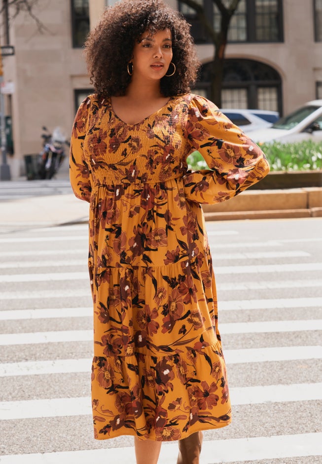 Indi Puff Sleeve Shirred Dress image number 4