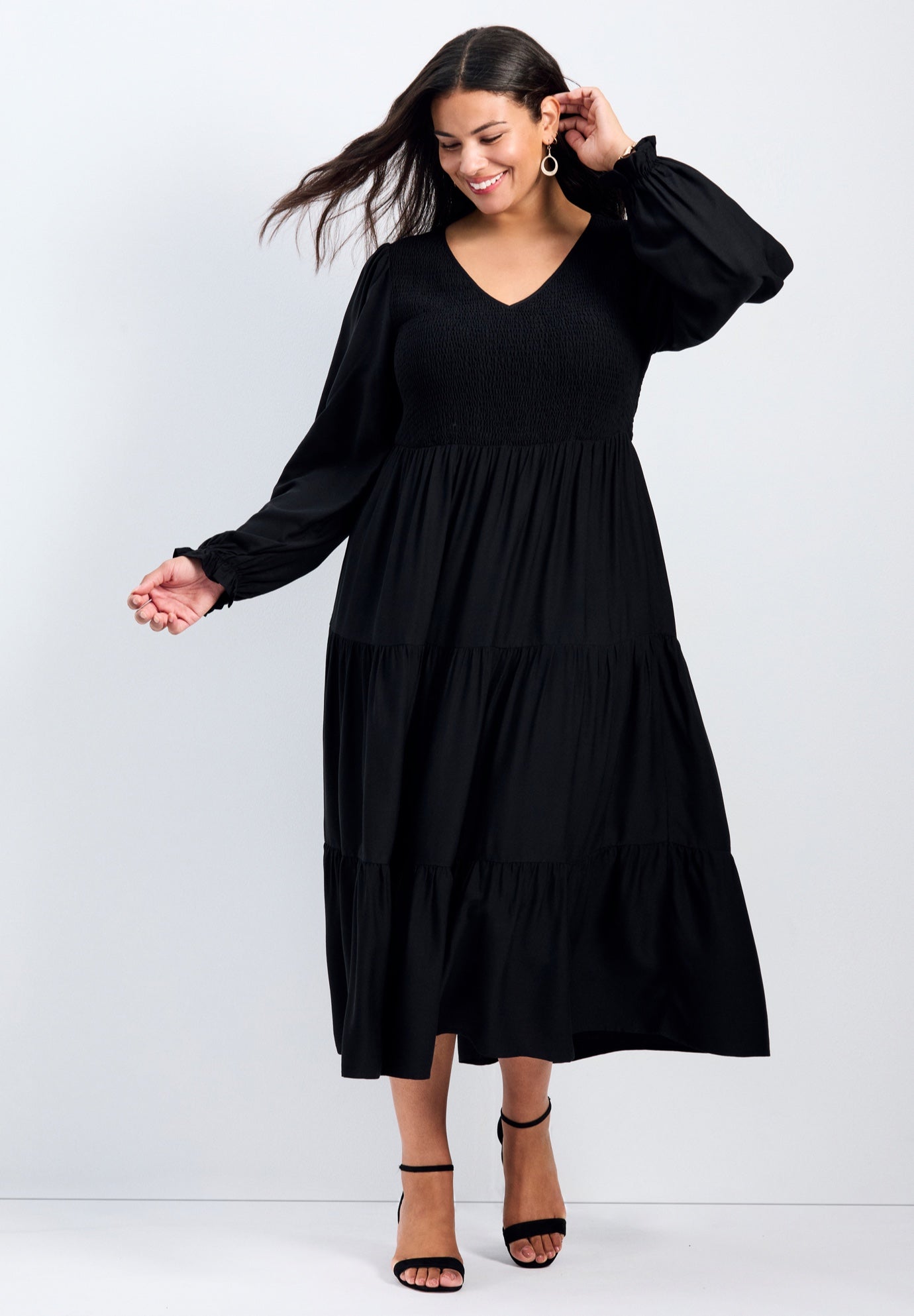 Indi Puff Sleeve Shirred Dress image number 0