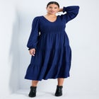 Indi Puff Sleeve Shirred Dress image number null