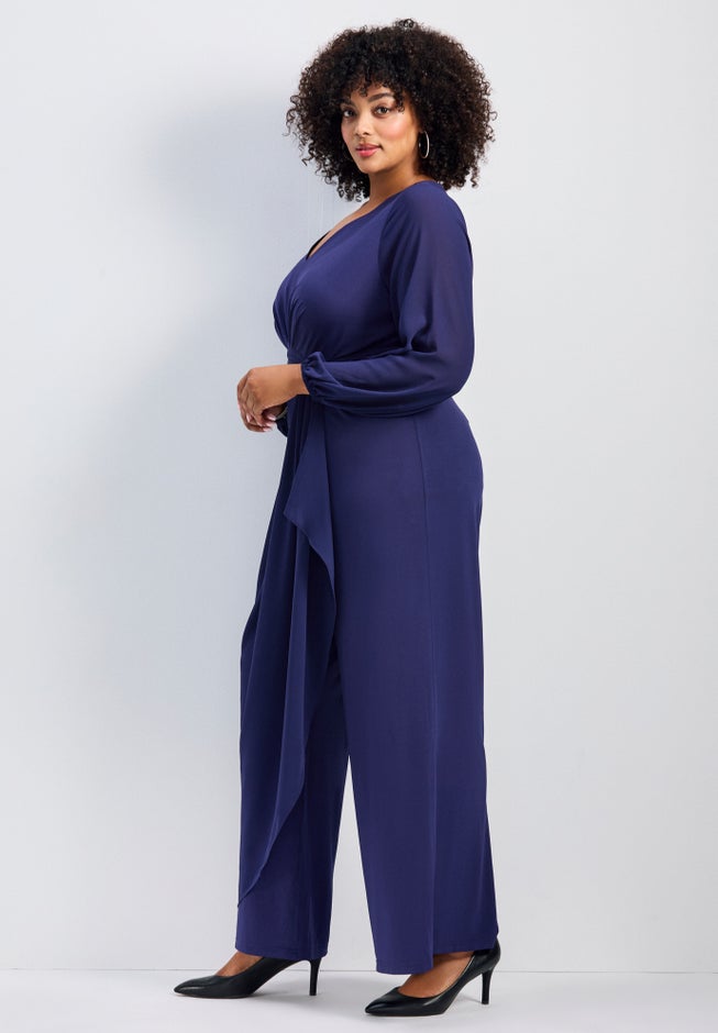 Luxe Drape Chiffon Overlay Jumpsuit image number 2