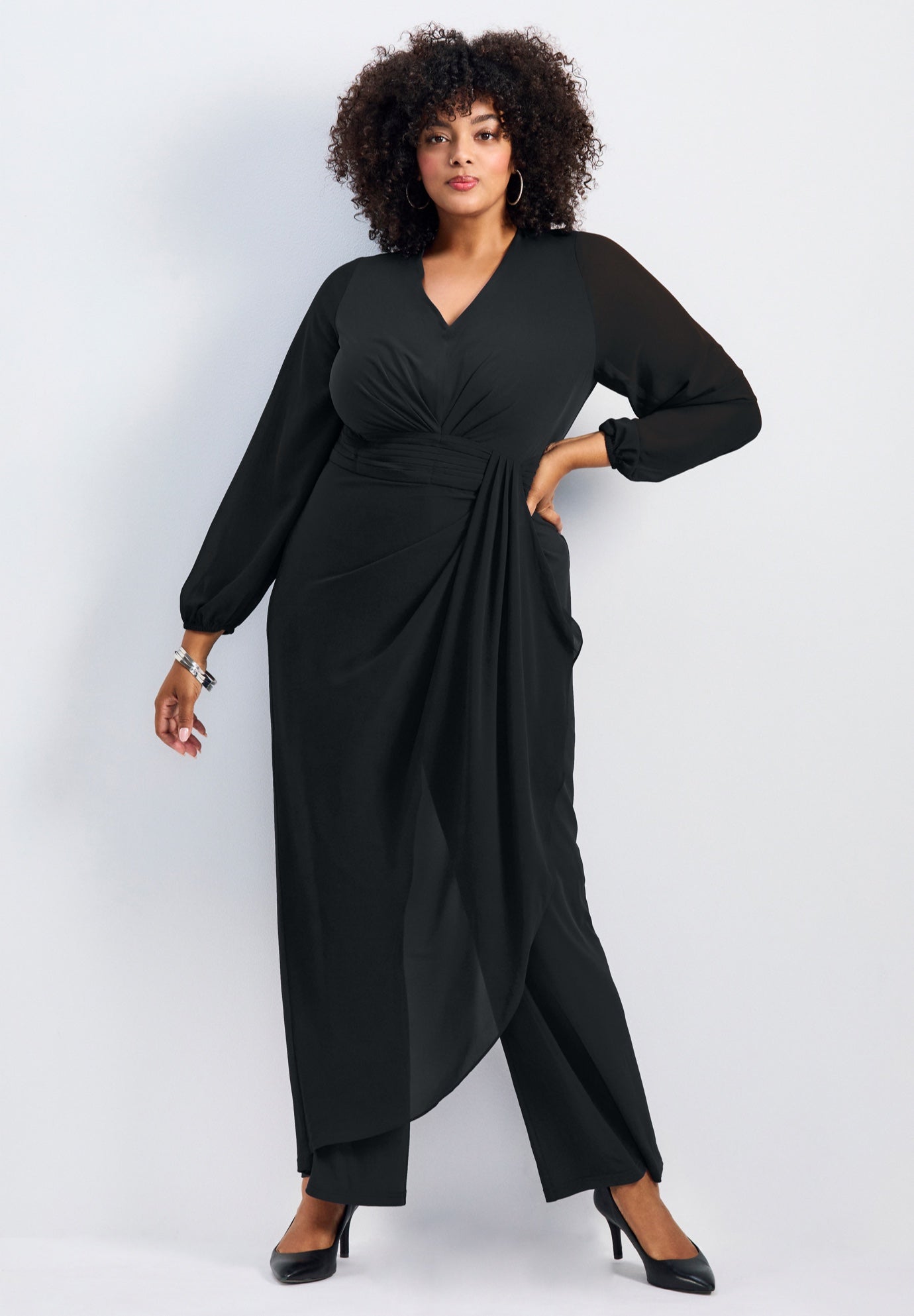 Luxe Drape Chiffon Overlay Jumpsuit image number 0