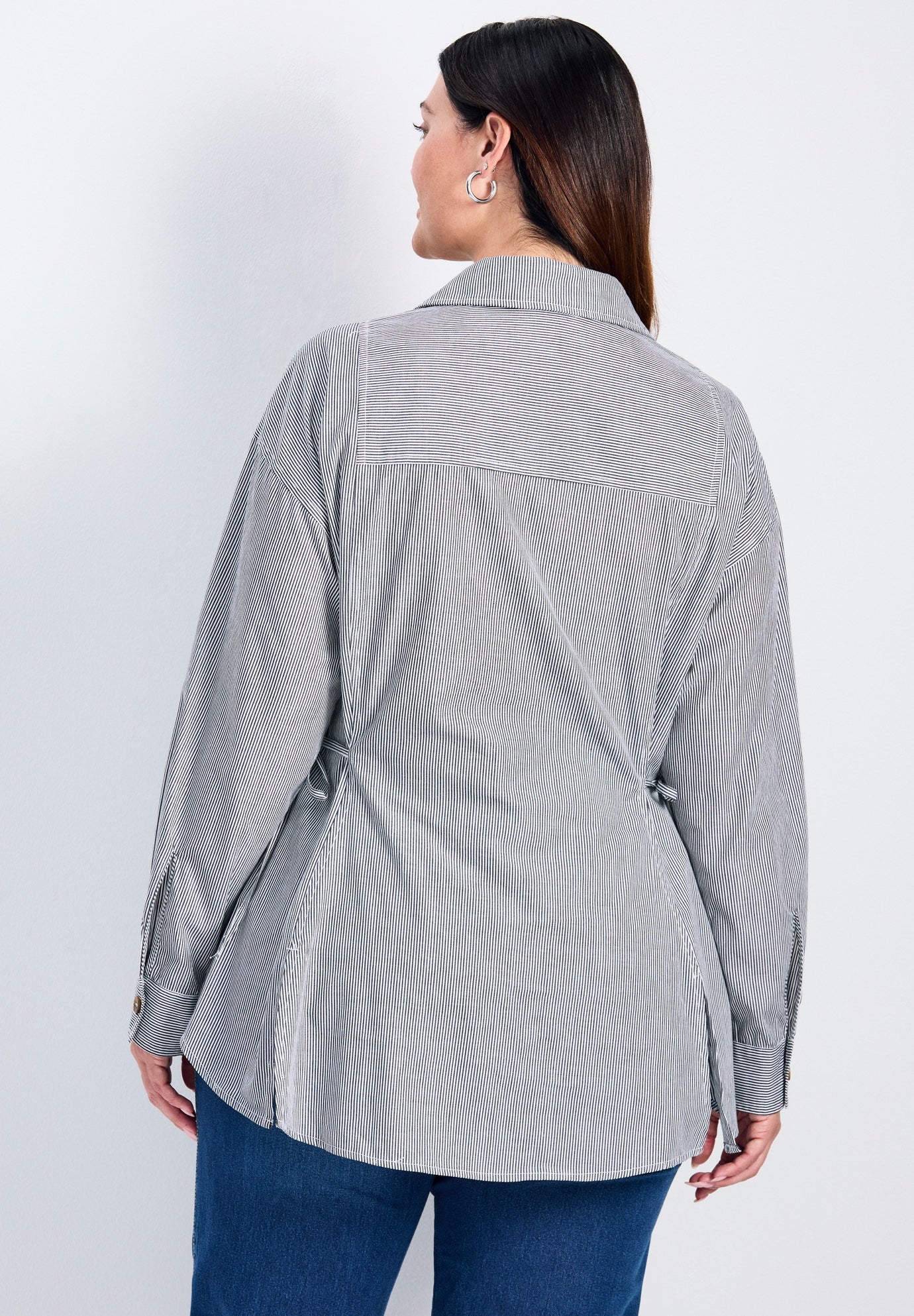 Ray Stripe Polpin Shirt With Tie Detail image number 2