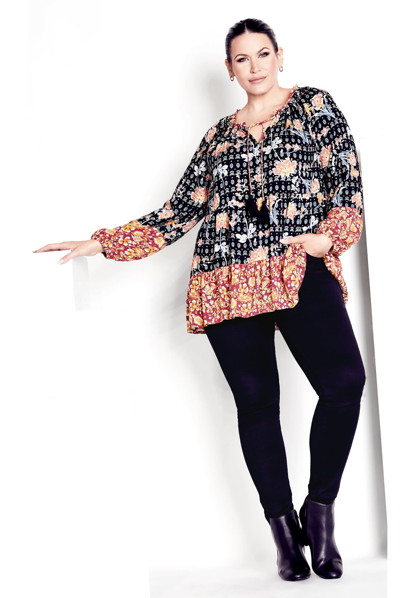 Imari Empire Waist Spliced Top image number 1