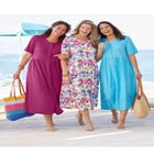 Button-Front Elbow-Sleeve Knit Dress image number null